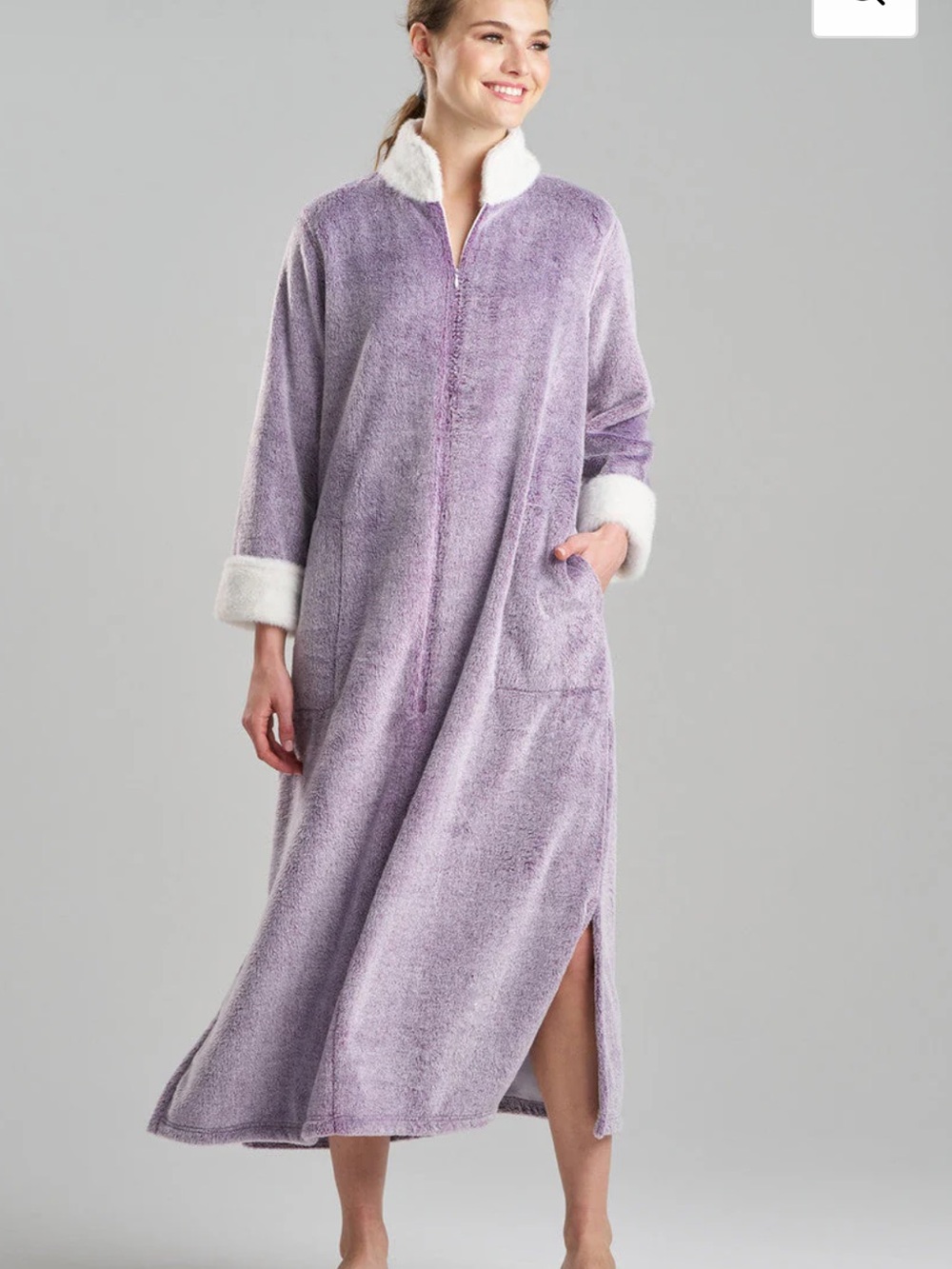 NATORI  Frosted Cashmere Mandarin Robe • SM